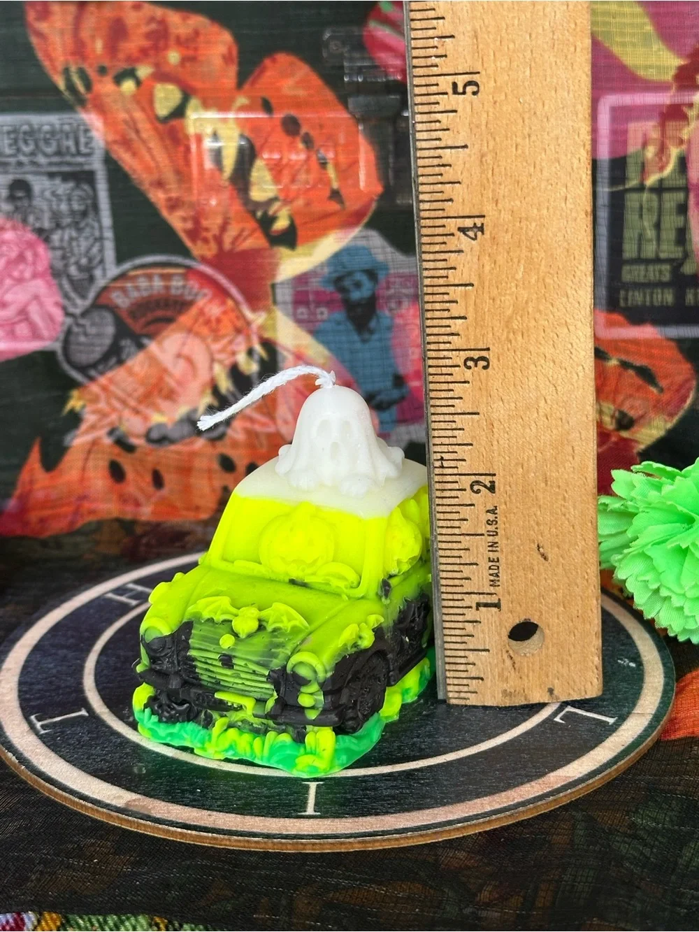Neon Slime Boo Mobile Candle – Ghost & Pumpkin Halloween Car